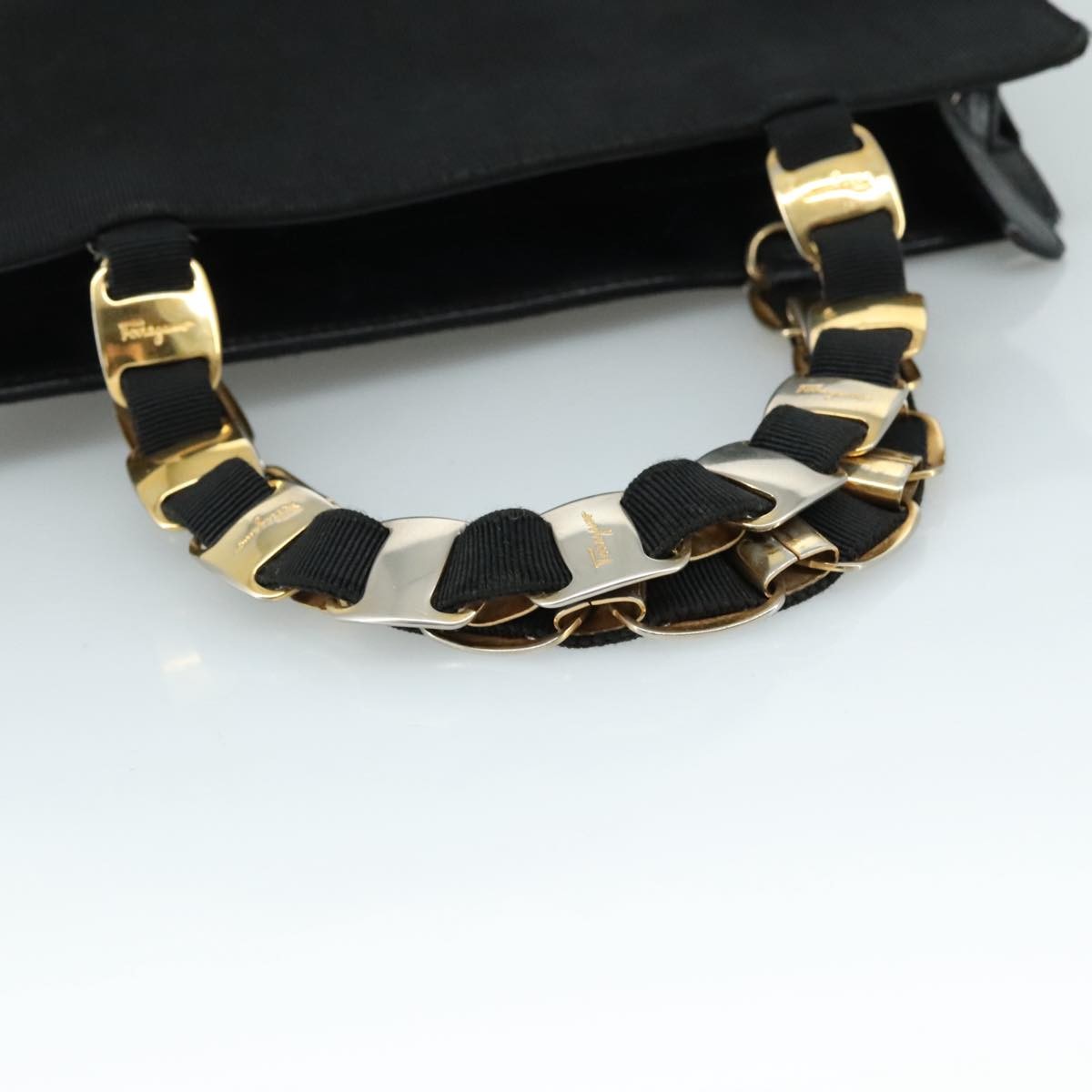 Salvatore Ferragamo Vala Handbag Canvas, BLACK, CANVAS, Handbag