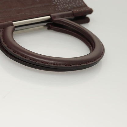 Salvatore Ferragamo Gancini handbag Leather, BROWN, LEATHER, Handbag