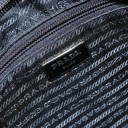 Prada Zip Messenger Bag Horizontal Quilt Tessuto, BLACK, NYLON, Shoulder bag