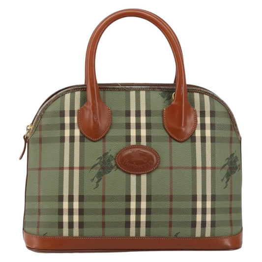 Burberry Nova Handbag Check Pattern, GREEN, PVC, Handbag