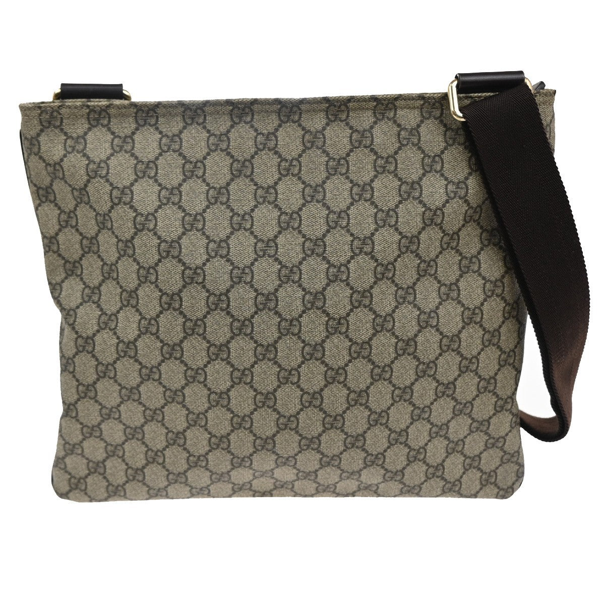 Gucci Zip Top Messenger Bag GG Coated Canvas, BROWN, CANVAS, Shoulder bag