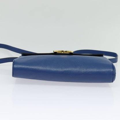 Celine Vintage Circle Logo Crossbody Bag Leather, BLUE, LEATHER, Crossbody bag