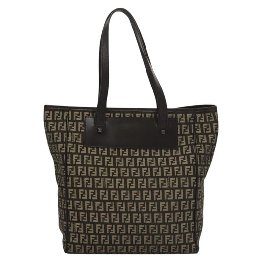 Fendi Vintage Flip Lock Tote Zucchino Canvas, BROWN, CANVAS, Tote bag