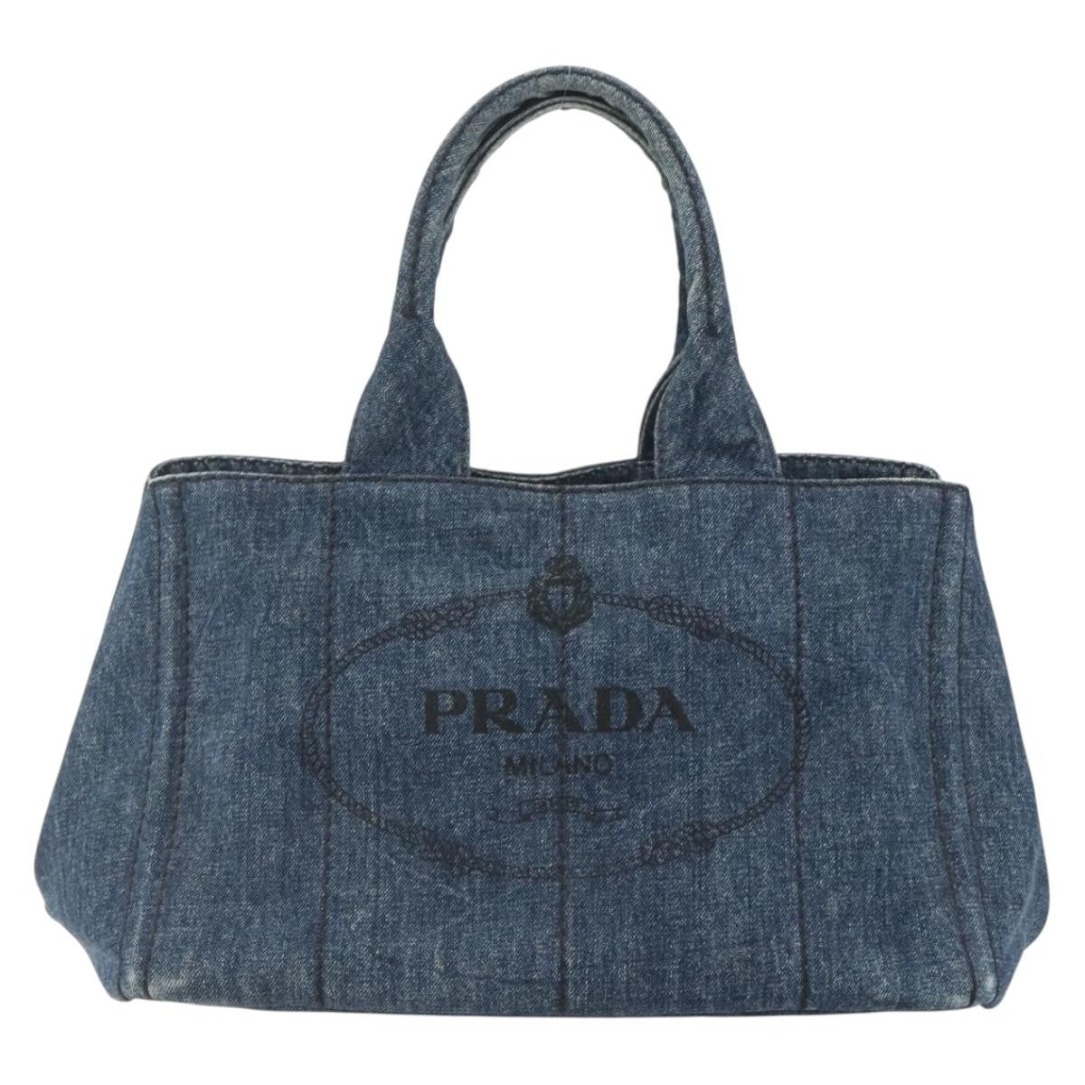 Prada Canapa Tote Denim, BLUE, CANVAS, Tote bag