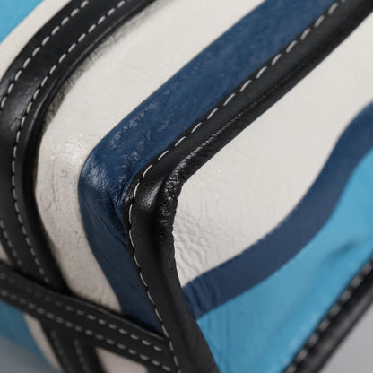 Balenciaga Bazar Convertible Tote Striped Leather, BLUE, LEATHER, Tote bag