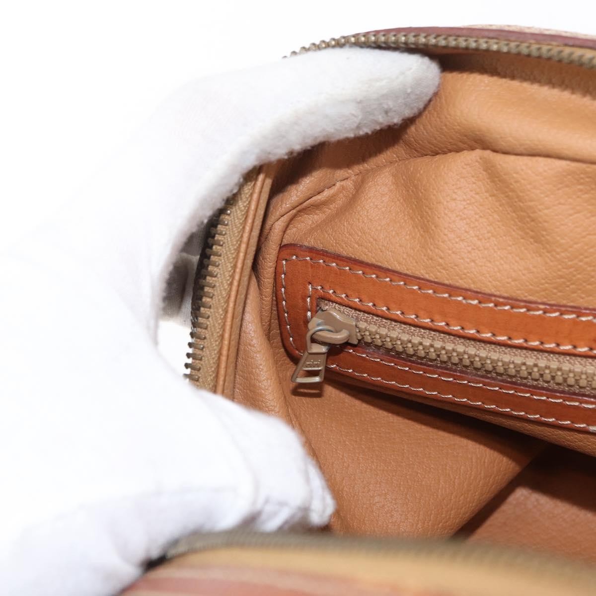 Celine Vintage Macadam Handbag Canvas and Leather, BROWN, CANVAS, Handbag