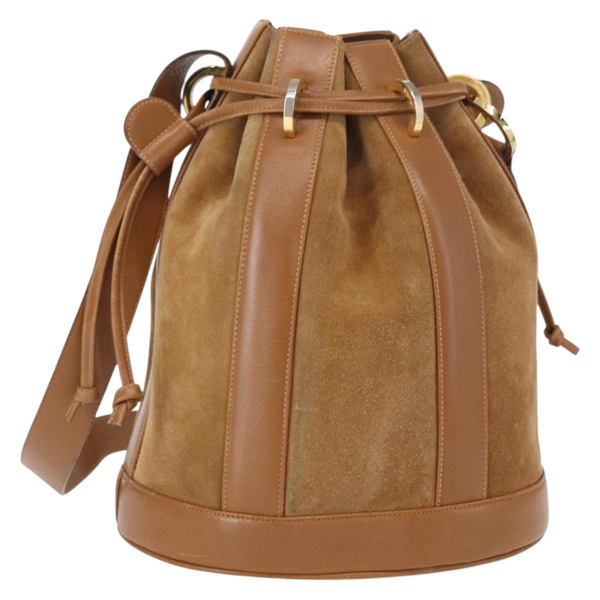 Salvatore Ferragamo Vintage Shoulder Bag Leather, BEIGE, SUEDE, Shoulder bag