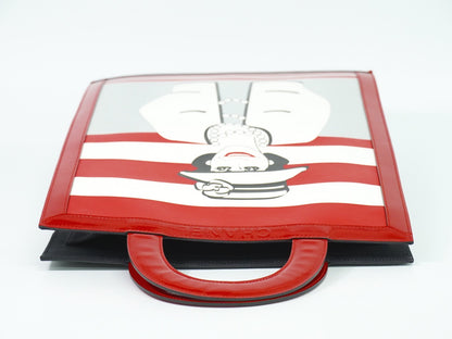 Chanel Vintage Portrait Tote Printed Leather and Quilted Patent, BLACK, PATENT_LEATHER, Tote bag