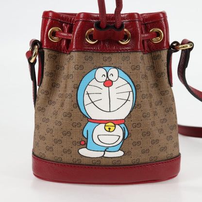 Gucci Doraemon Bucket Bag Printed Mini GG Coated Canvas, BEIGE, PVC, Handbag