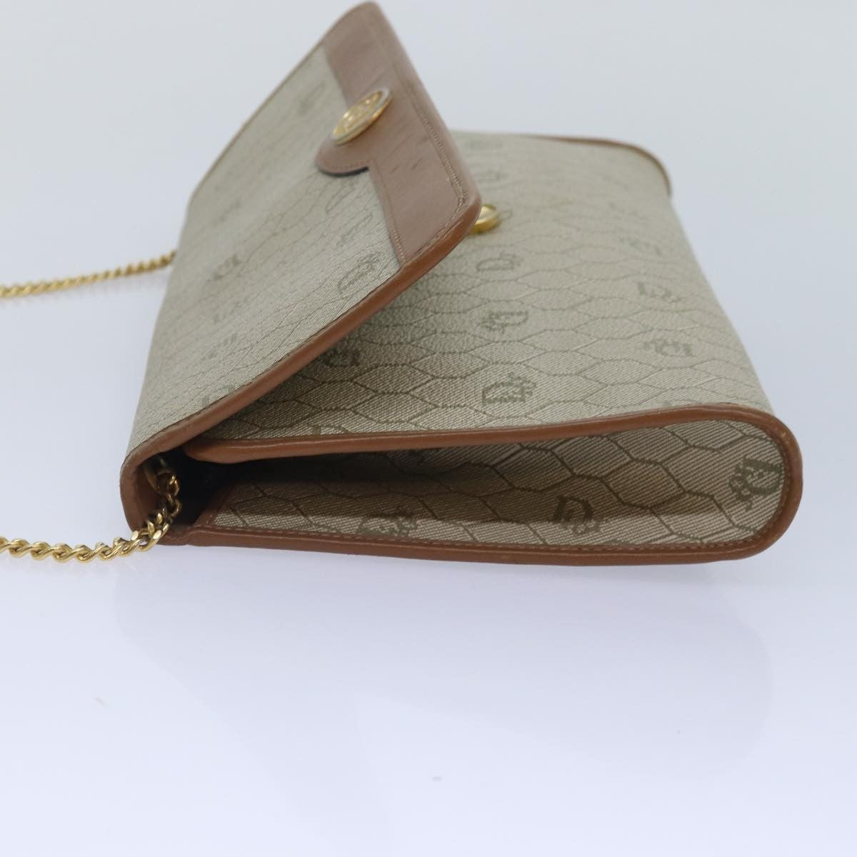 Christian Dior Vintage Honeycomb chain Canvas, BEIGE, PVC, Shoulder bag