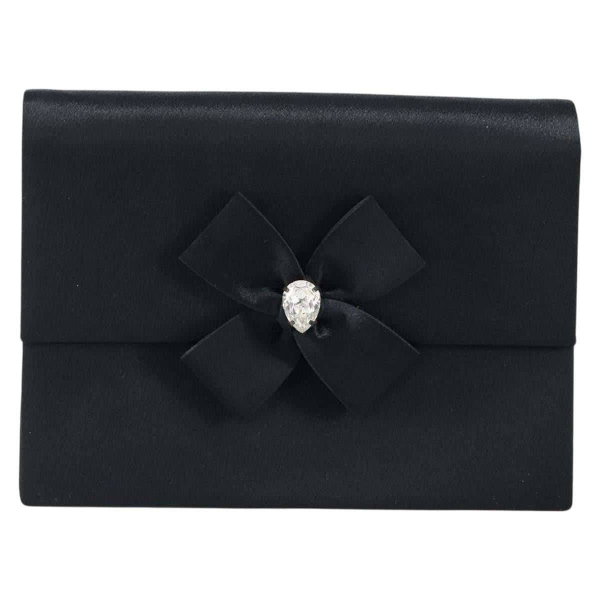 Saint Laurent Vintage Pouch Satin, BLACK, SATIN, Clutche & pouche