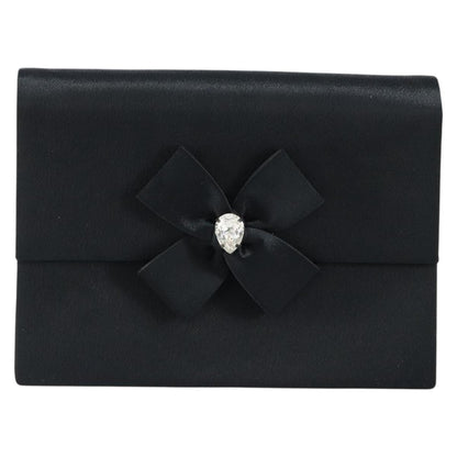 Saint Laurent Vintage Pouch Satin, BLACK, SATIN, Clutche & pouche