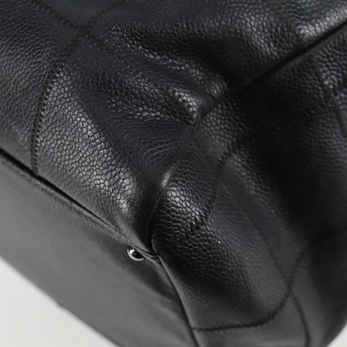 Chanel Square Stitch Shoulder Bag Quilted Caviar, BLACK, LEATHER, Shoulder bag