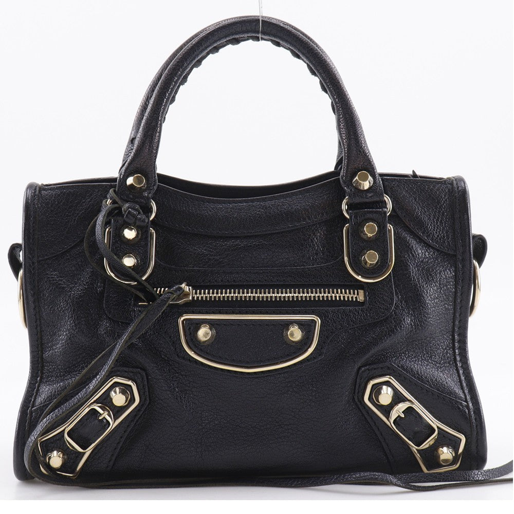 Balenciaga City Classic Metallic Edge Bag Leather, Black, Leather, Handbag