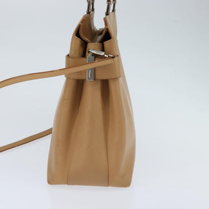 Salvatore Ferragamo Gancini Tote Leather, BEIGE, LEATHER, Tote bag