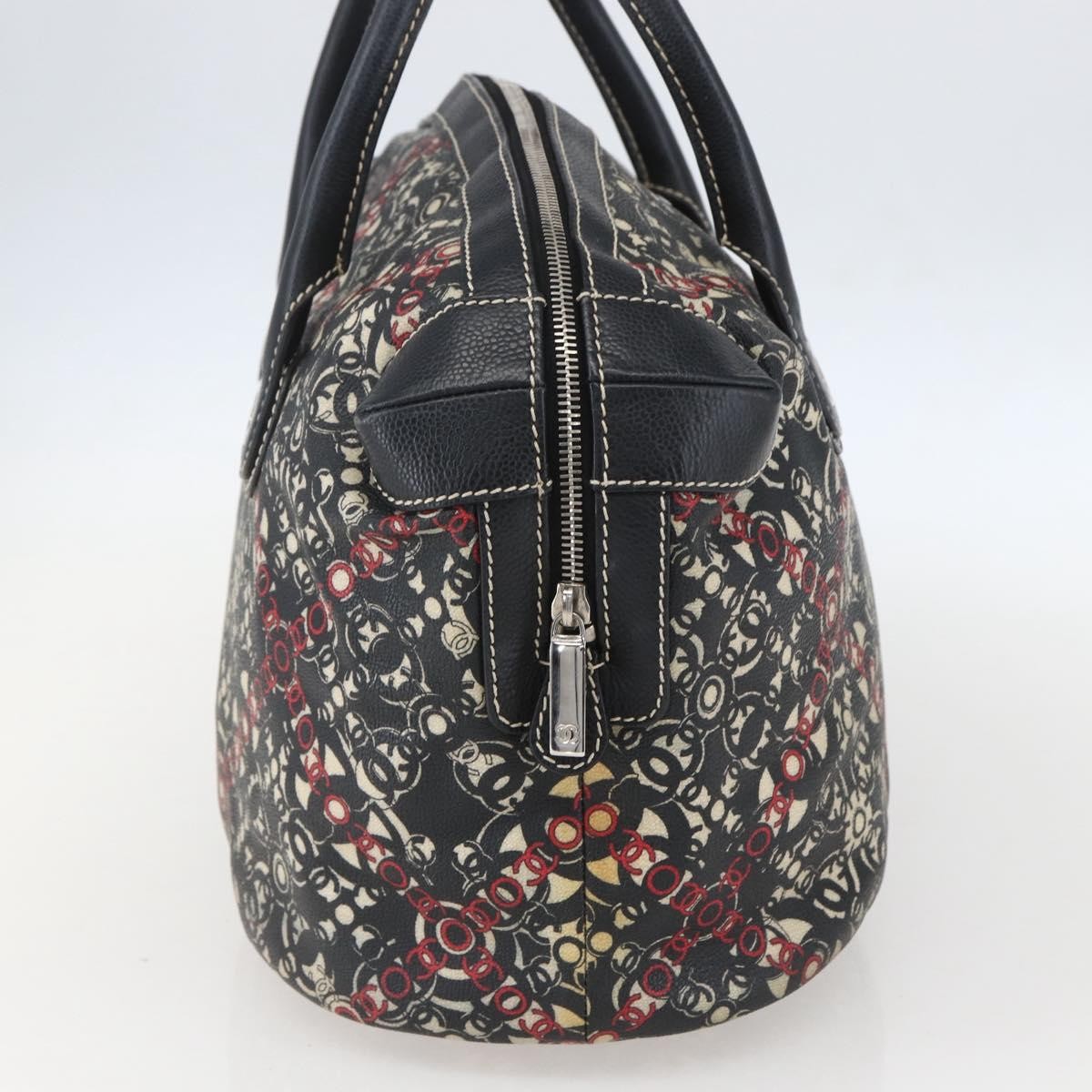 Chanel Optic Coco Bowler Bag Printed Coated Canvas with Caviar, BLACK, PVC, Travel bag