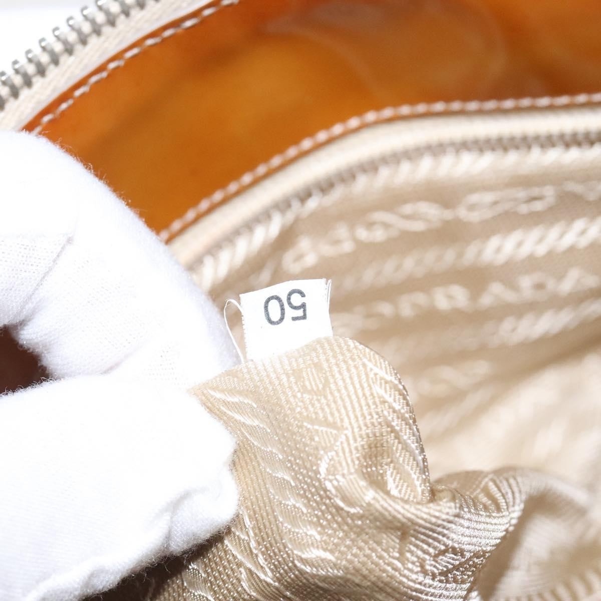 Prada Vintage Shoulder Bag Nylon and Patent Leather, BEIGE, NYLON, Shoulder bag