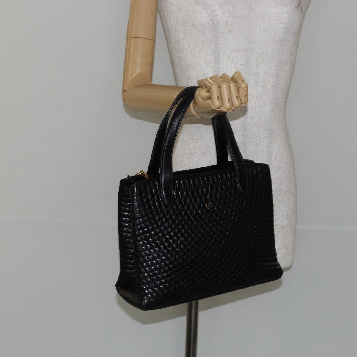 Bally Vintage Handbag Quilted Leather, BLACK, LEATHER, Handbag