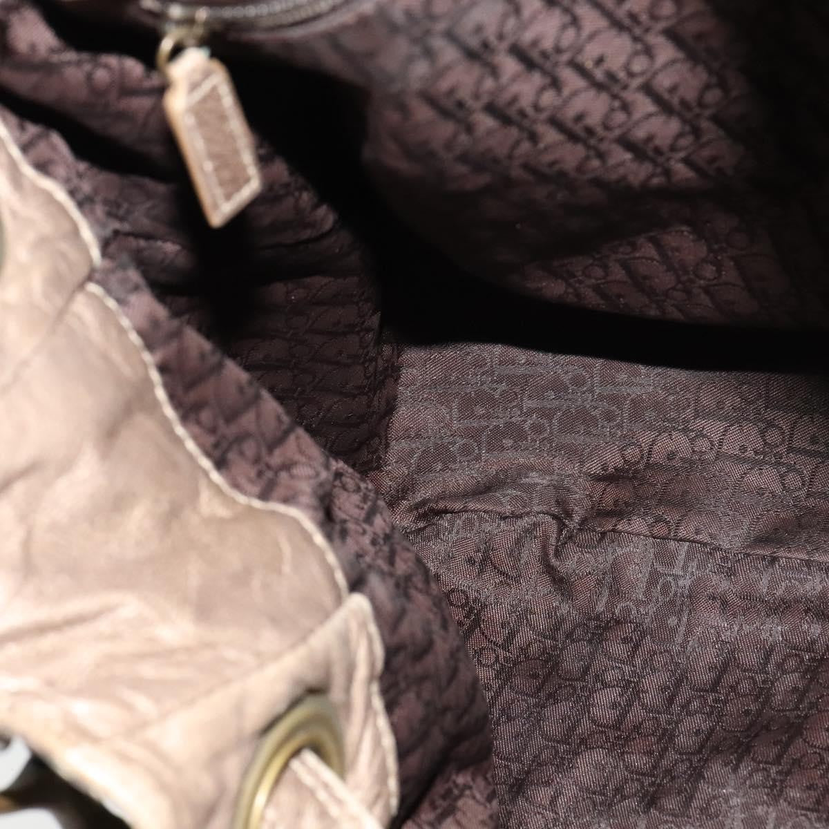 Christian Dior Drawstring Bucket Bag Cannage Quilt Leather, BROWN, LEATHER, Shoulder bag