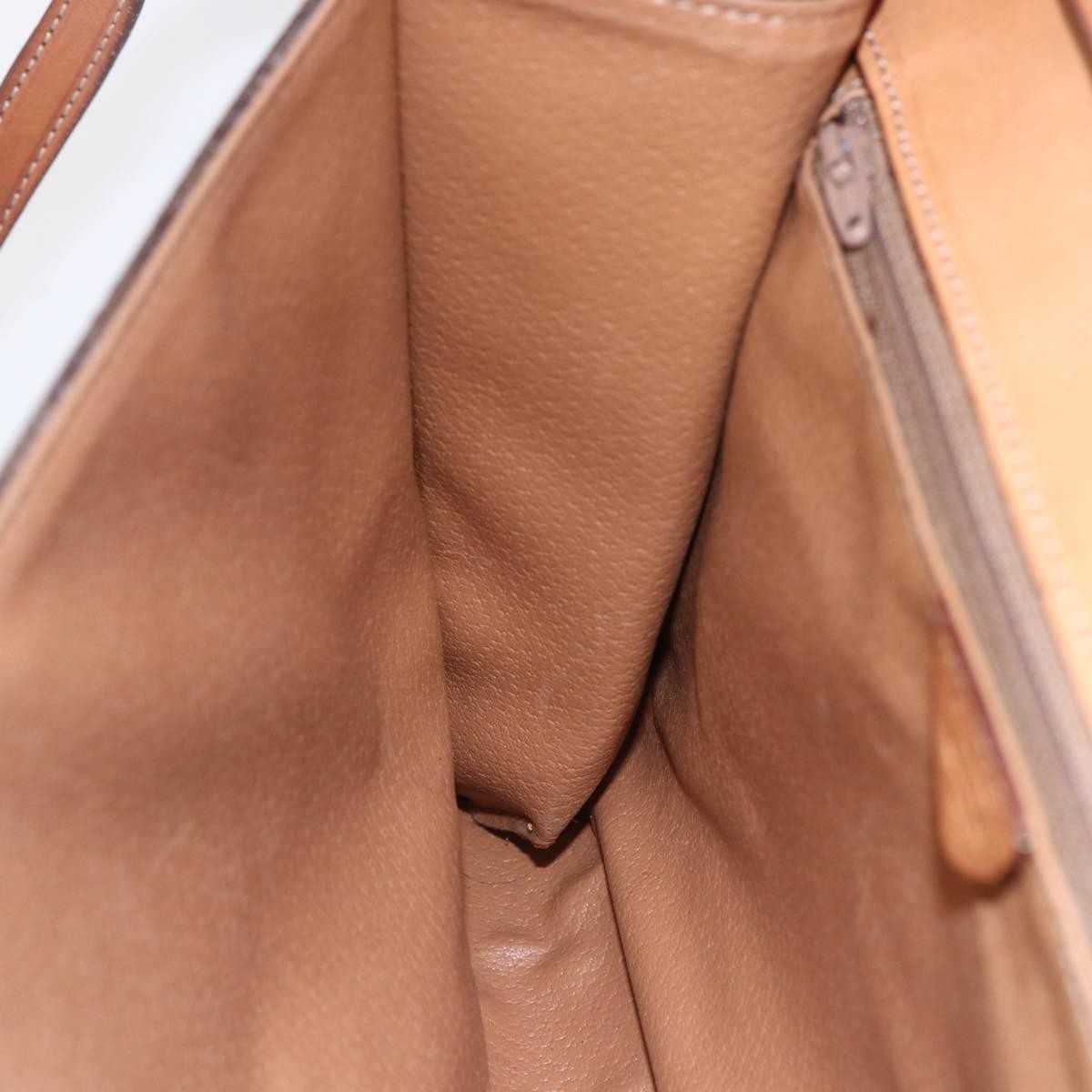 Celine Vintage Macadam Circle Logo Shoulder Bag Canvas and Leather, BROWN, CANVAS, Shoulder bag