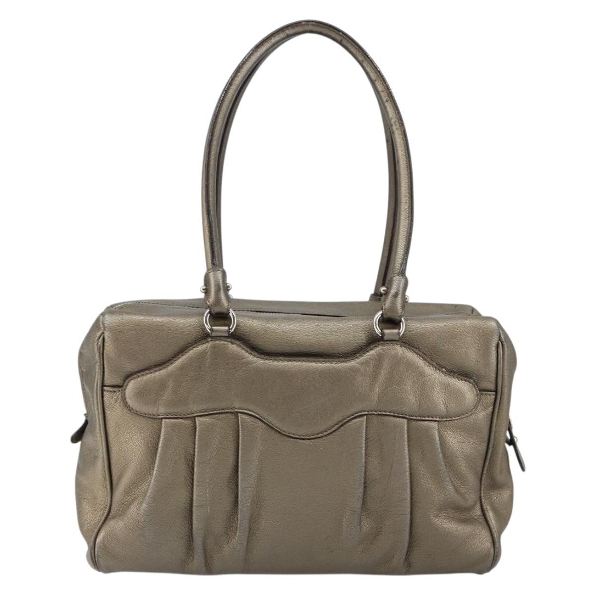 Salvatore Ferragamo Gancini Buckle Shoulder Bag Leather, GOLD, LEATHER, Tote bag