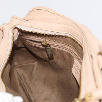 Salvatore Ferragamo Gancini handbag Leather, BEIGE, LEATHER, Handbag