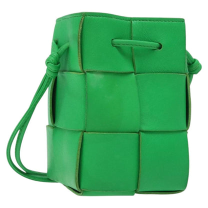 Bottega Veneta Cassette Leather, GREEN, LEATHER, Shoulder bag