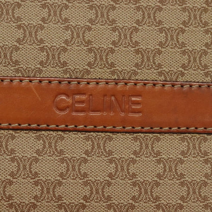 Celine Vintage Macadam Shoulder Bag Canvas and Leather, BEIGE, CANVAS, Shoulder bag