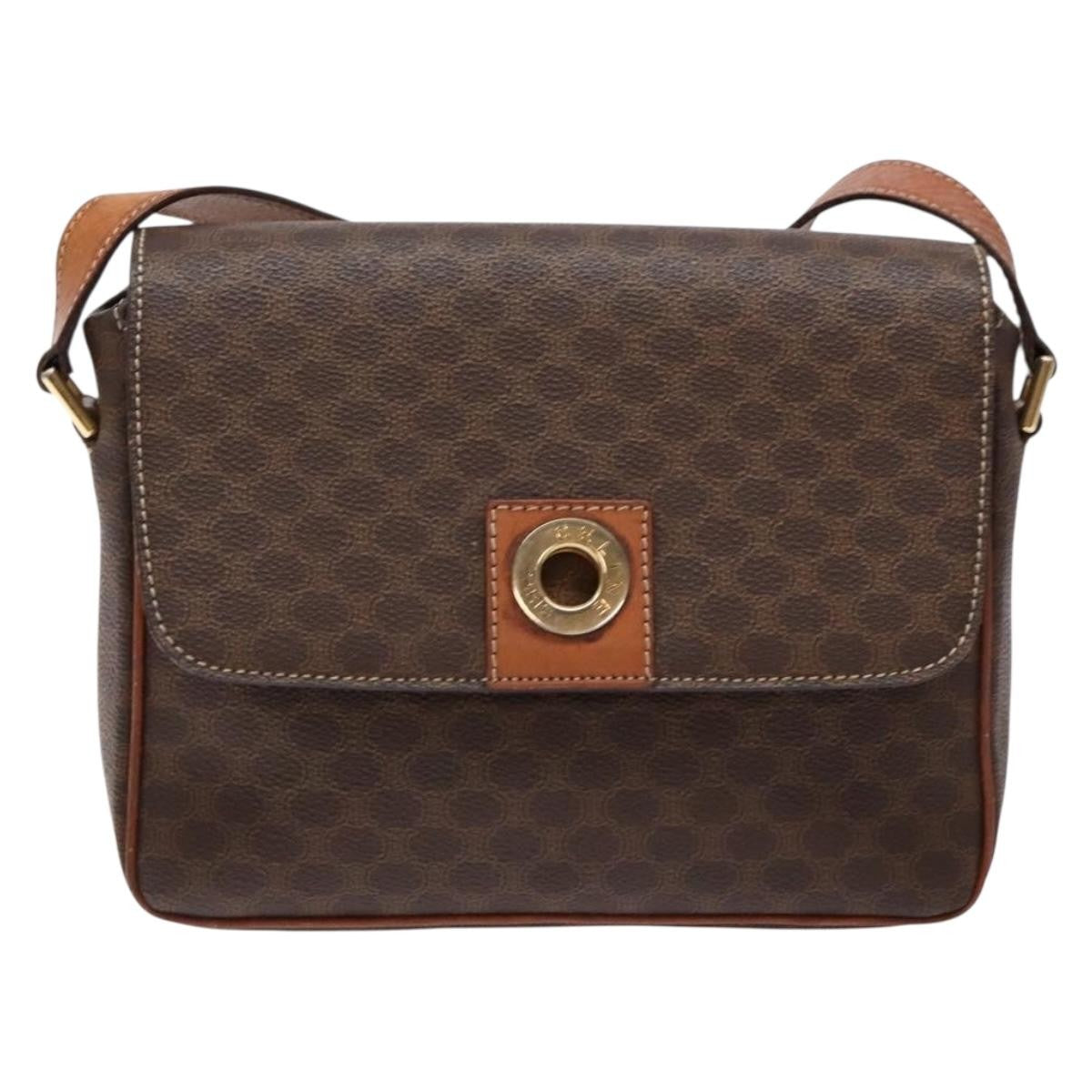 Celine Macadam Shoulder Bag PVC Leather, BROWN, CANVAS, Shoulder bag