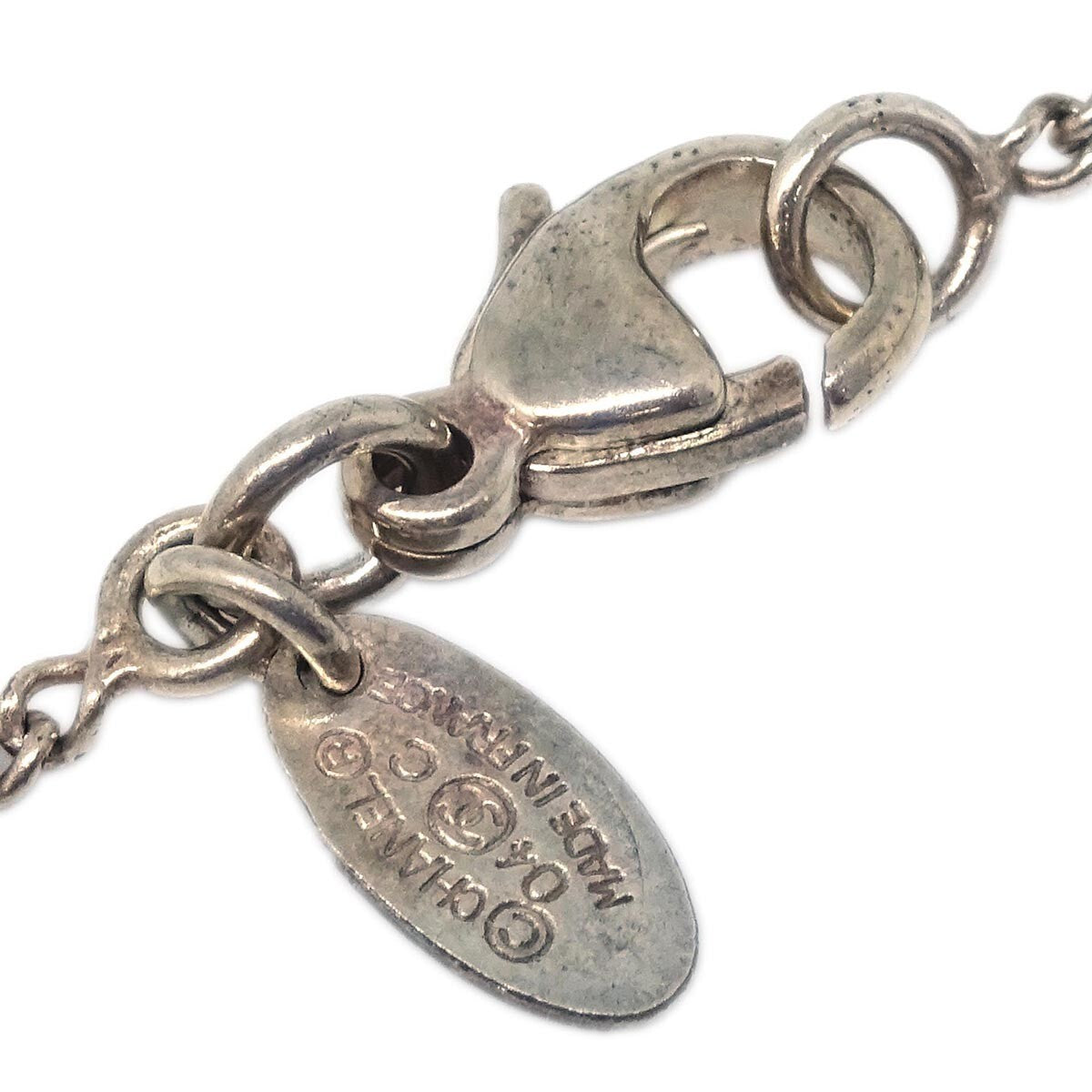 Chanel Vintage CC Pendant Long Necklace Metal, SILVER, SILVER_PLATED, Necklace