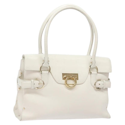 Salvatore Ferragamo Virna Satchel Leather, WHITE, LEATHER, Handbag