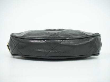 Chanel Vintage Diamond CC Tassel Clutch Quilted Lambskin, BLACK, LEATHER, Clutche & pouche