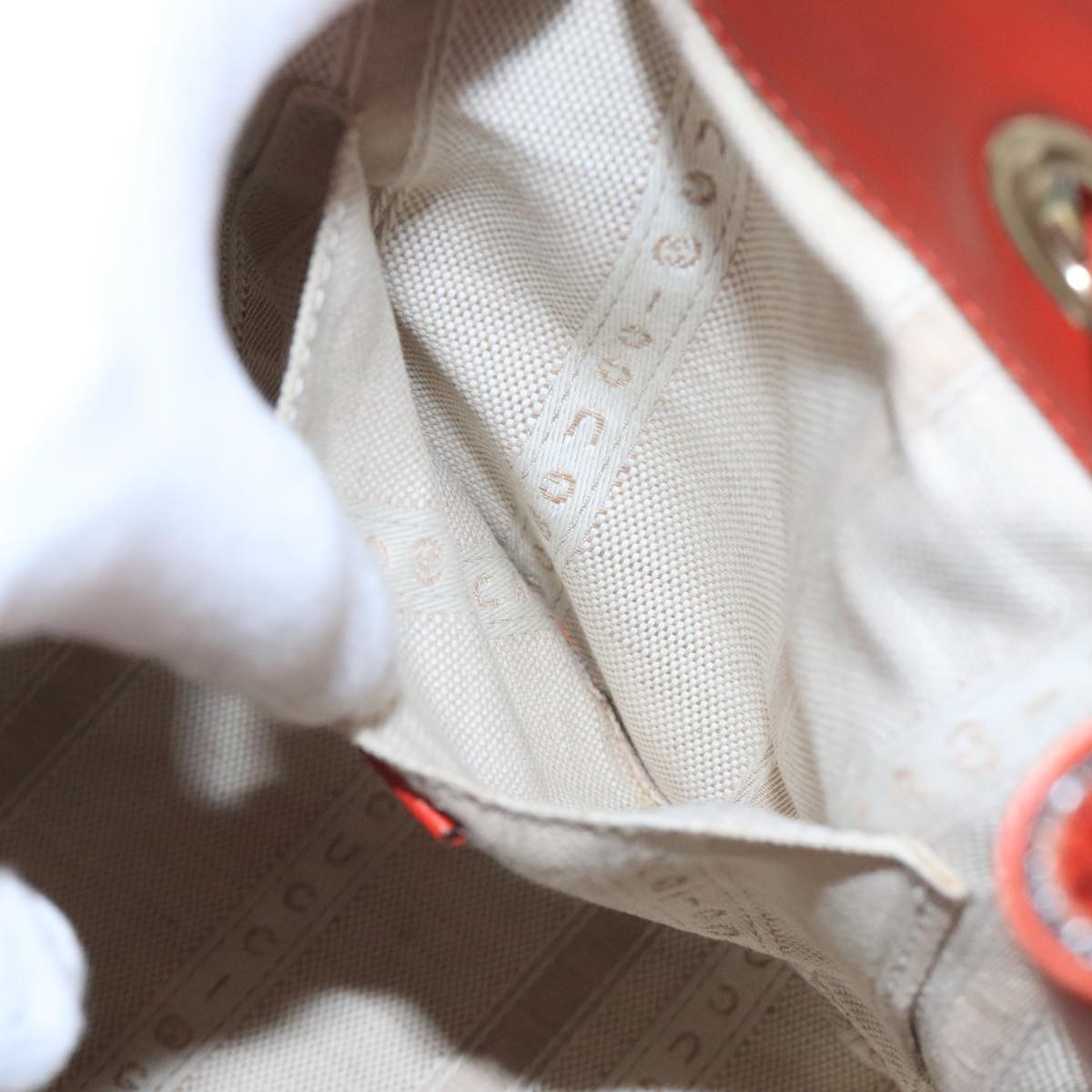 Gucci Bright Bucket Bag Diamante Leather, ORANGE, LEATHER, Handbag