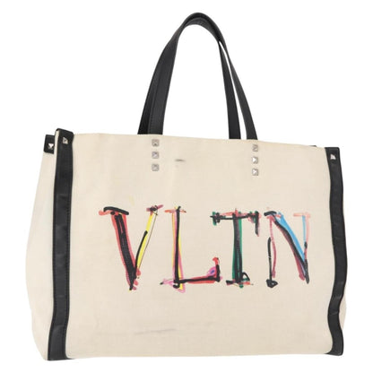 Valentino Garavani Grande Plage VLTN Tote Printed PVC with Leather, WHITE, CANVAS, Tote bag