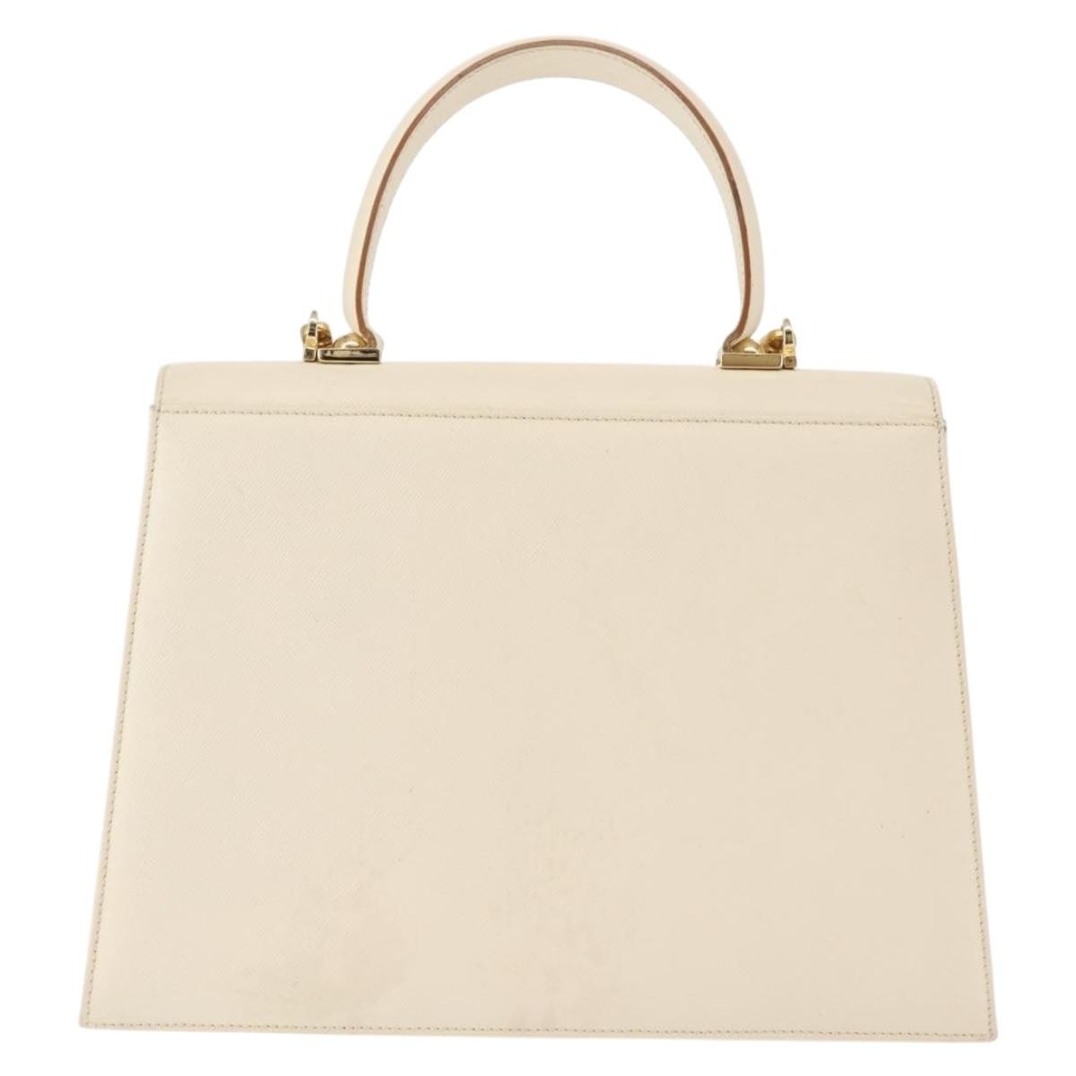 Salvatore Ferragamo Gancini Convertible Top Handle Bag Leather, WHITE, LEATHER, Handbag