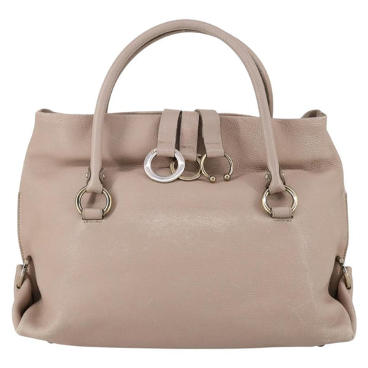 Salvatore Ferragamo Gancini Shoulder Bag Leather, BEIGE, LEATHER, Shoulder bag