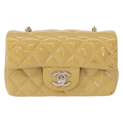 Chanel Vintage Classic Single Flap Bag Quilted Patent, YELLOW, PATENT_LEATHER, Shoulder bag