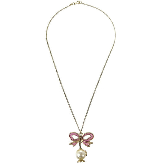 Chanel CC Bow Necklace Gold-plated with Artificial pearl, GOLD, GOLD_PLATED, Necklace