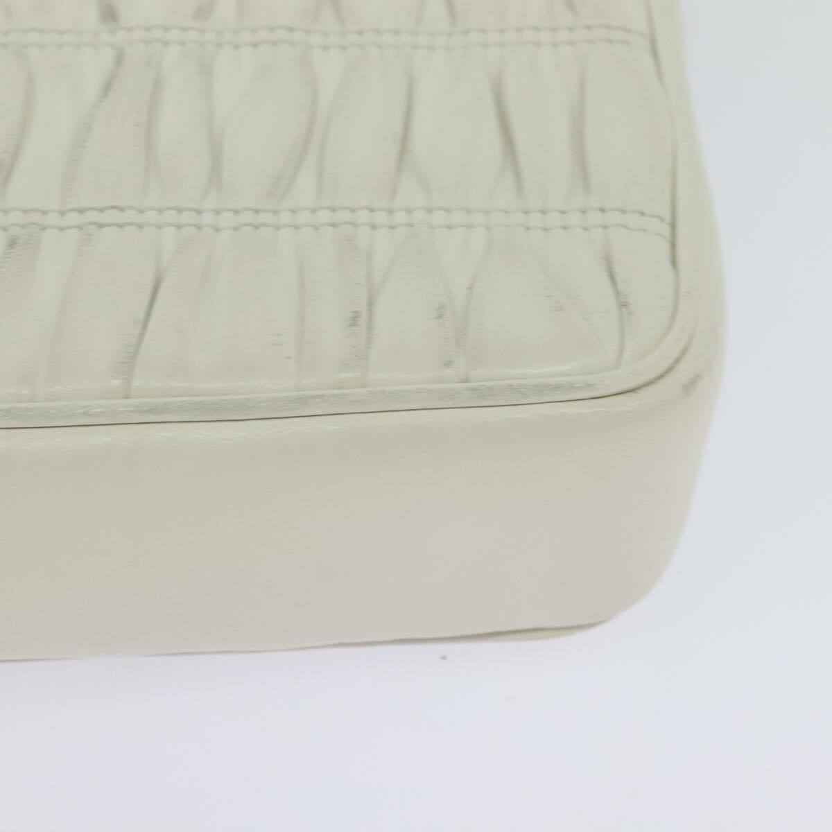 Prada Chain Flap Shoulder Bag Nappa Gaufre, WHITE, LEATHER, Shoulder bag