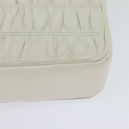 Prada Chain Flap Shoulder Bag Nappa Gaufre, WHITE, LEATHER, Shoulder bag