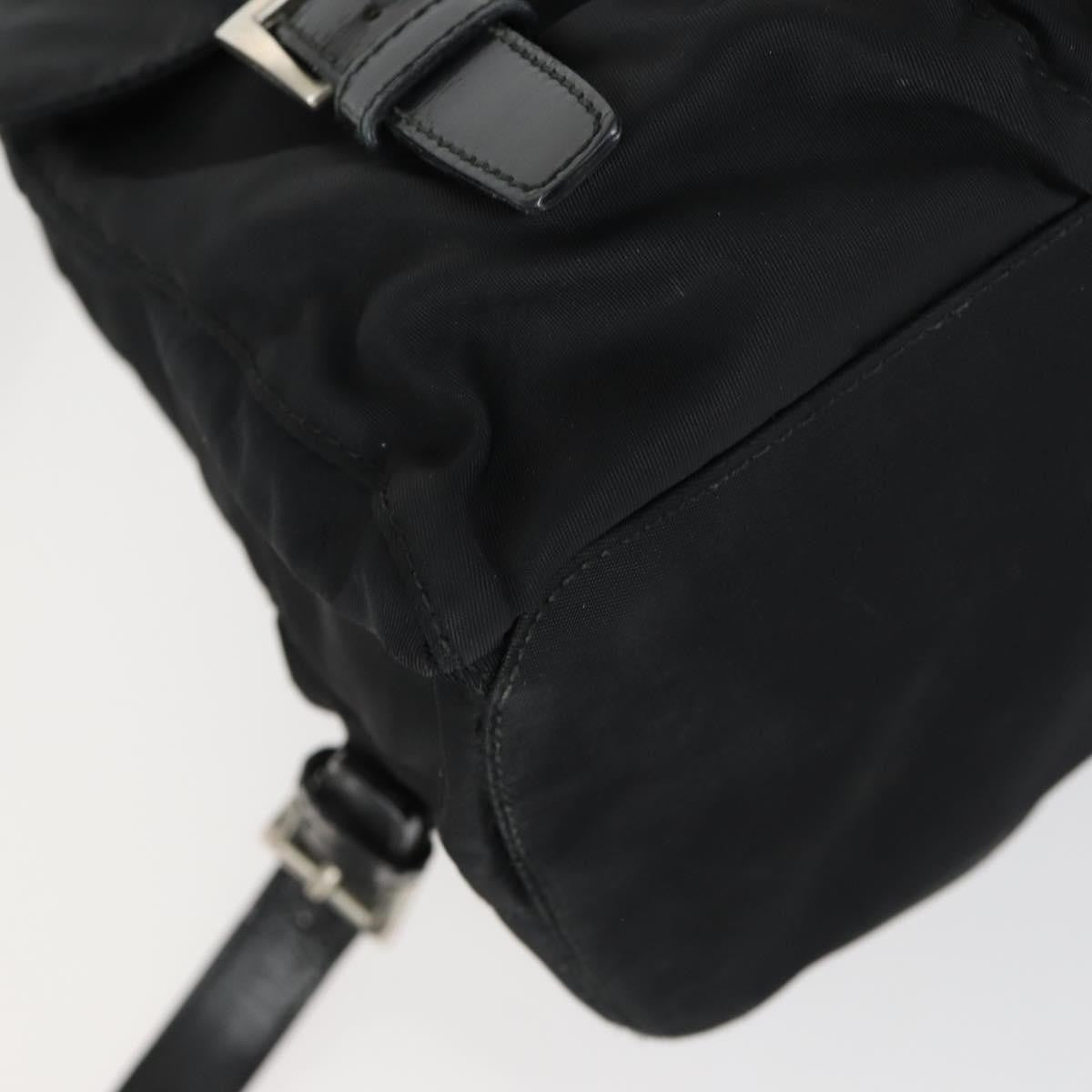 Prada Vela Double Front Pocket Backpack Tessuto with Saffiano Leather, BLACK, NYLON, Backpack