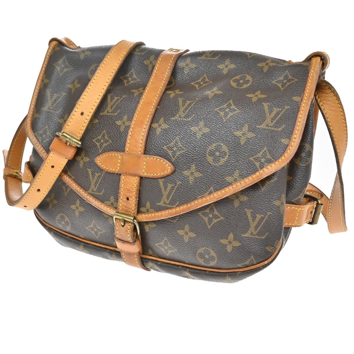 Louis Vuitton Saumur Handbag Monogram Canvas, Brown, Canvas, Shoulder Bag