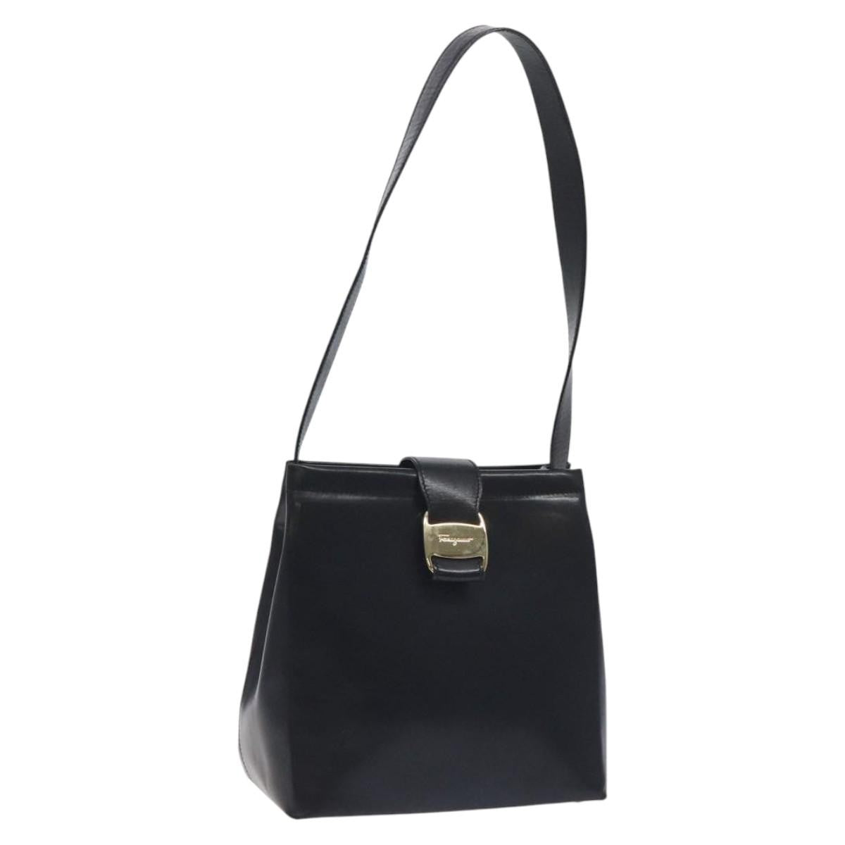 Salvatore Ferragamo Vala Shoulder Bag Leather, BLACK, LEATHER, Shoulder bag