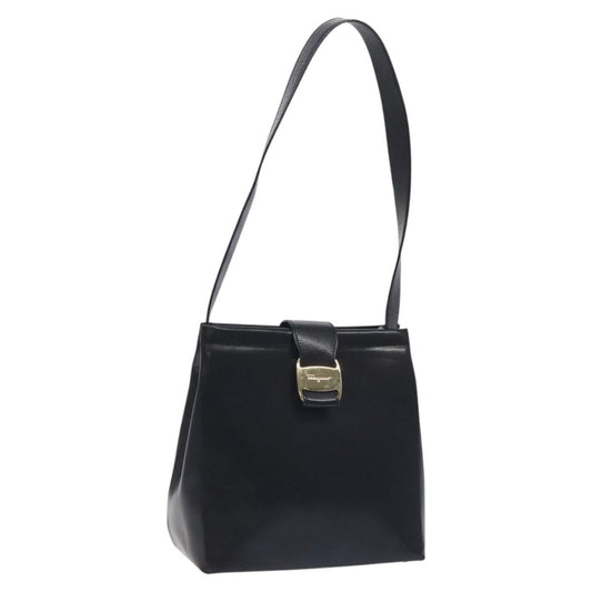 Salvatore Ferragamo Vala Shoulder Bag Leather, BLACK, LEATHER, Shoulder bag