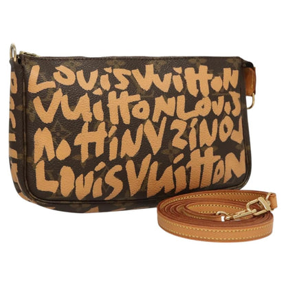 Louis Vuitton Pochette Accessoires Limited Edition Monogram Graffiti, ORANGE, CANVAS, Clutche & pouche