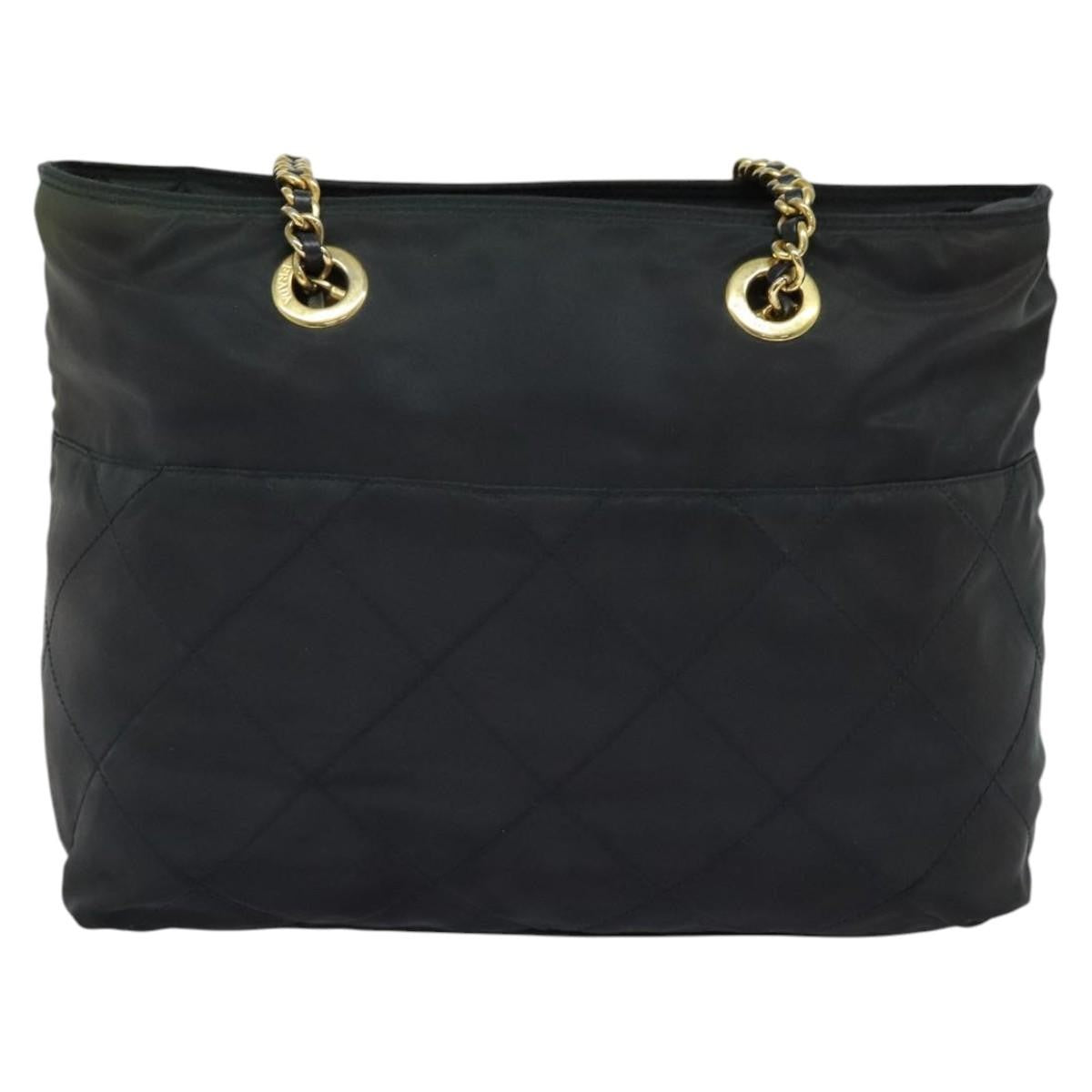 Prada Chain Shoulder Bag Quilted Tessuto, NAVY, NYLON, Shoulder bag