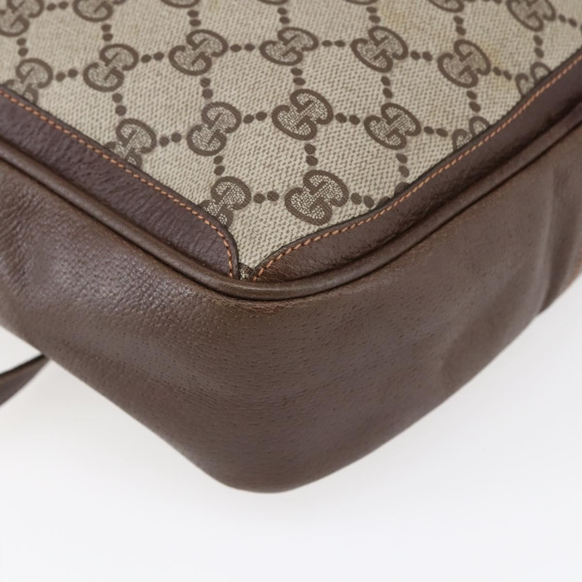 Gucci Front Pocket Messenger Bag GG Canvas with Leather, BEIGE, CANVAS, Shoulder bag