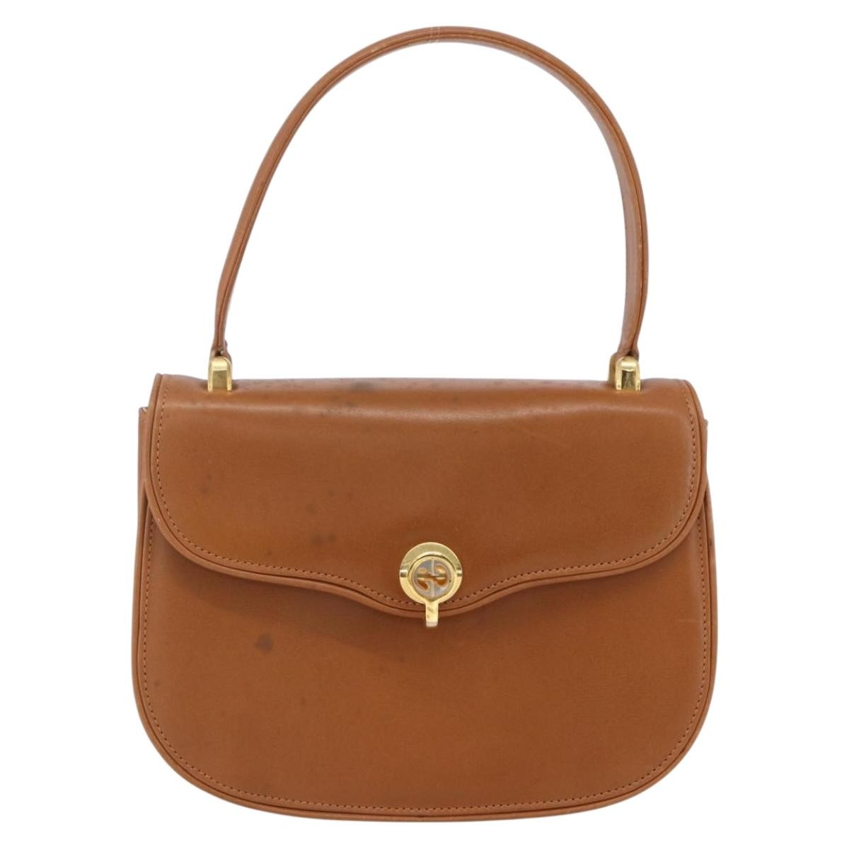 Gucci Vintage Handbag Leather, BROWN, LEATHER, Handbag