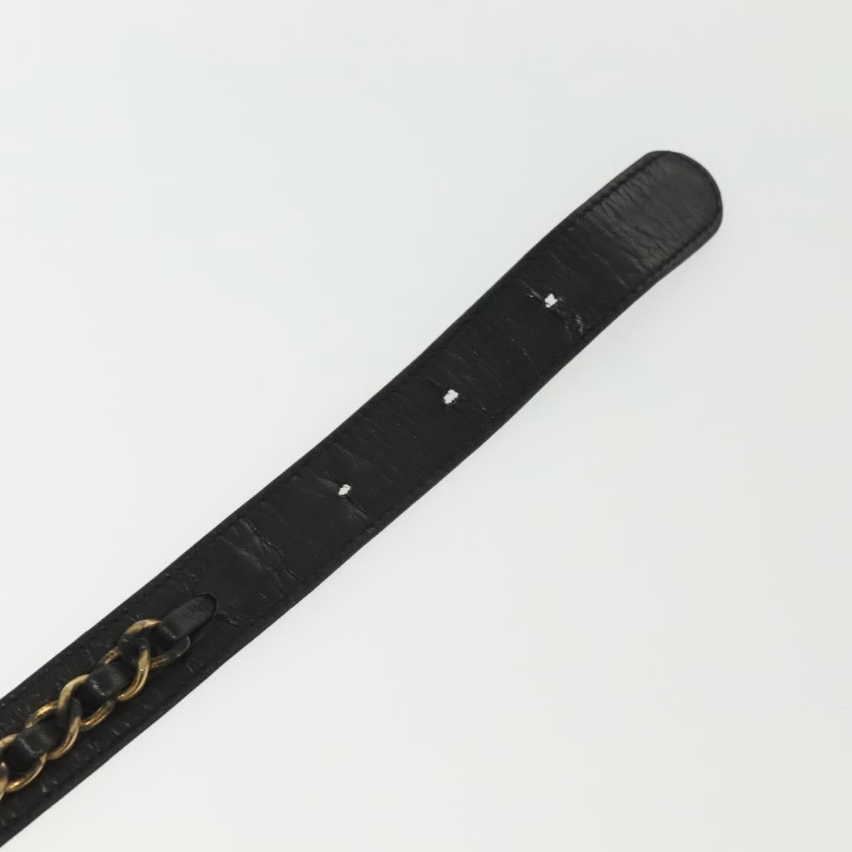 Chanel Vintage Buckle Chain Belt Leather and Metal, BLACK, LEATHER, Belts