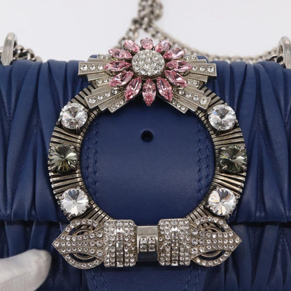 Miu Miu Madras Crystal Buckle Shoulder Bag Leather, Blue, Leather, Shoulder Bag